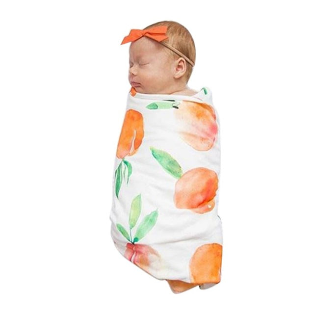 Baby Cotton Blankets Printed Sleeping Baby Wrap Newborn Baby + Headband - Futurmama