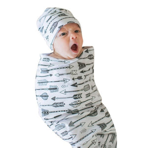 Baby Cotton Blankets Printed Sleeping Baby Wrap Newborn Baby + Headband - Futurmama