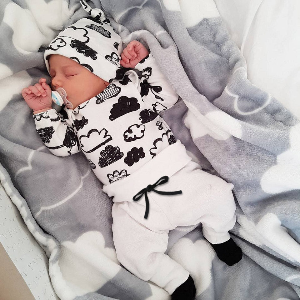 Newborn Infant Baby Girl Boy Cloud Print T Shirt Tops+Pants Outfits Clothes Set - Futurmama