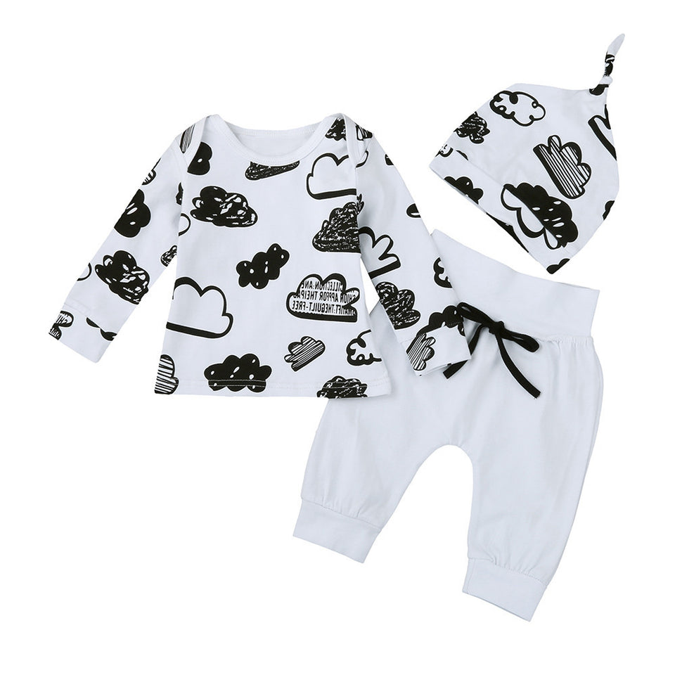 Newborn Infant Baby Girl Boy Cloud Print T Shirt Tops+Pants Outfits Clothes Set - Futurmama
