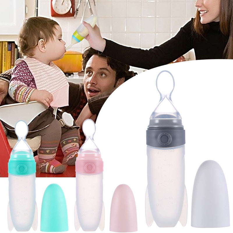 Creative Rocket Silicone Baby Squirt Dispensing Feeding Spoon with Scale - Futurmama