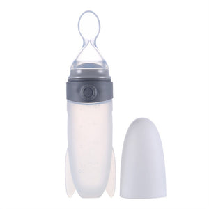 Creative Rocket Silicone Baby Squirt Dispensing Feeding Spoon with Scale - Futurmama