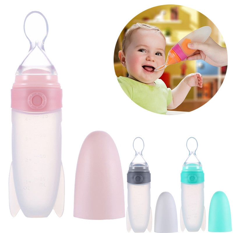Creative Rocket Silicone Baby Squirt Dispensing Feeding Spoon with Scale - Futurmama