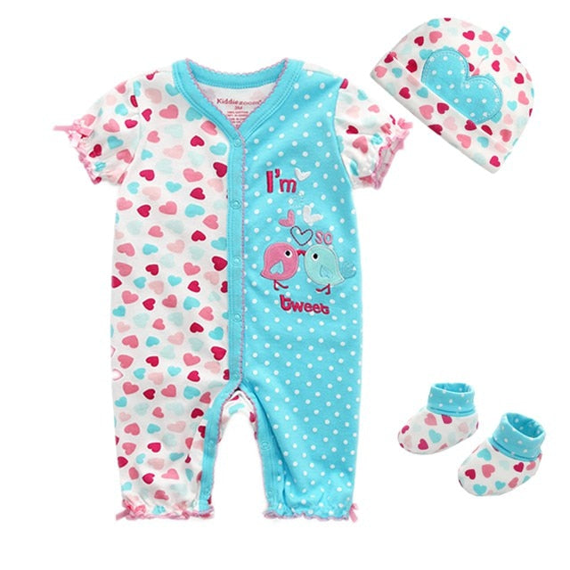 Newborn baby clothes Long Sleeve Baby Rompers One Piece o-neck baby Jumpsuit 100% Cotton baby cap and sock Baby suit - Futurmama