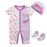 Newborn baby clothes Long Sleeve Baby Rompers One Piece o-neck baby Jumpsuit 100% Cotton baby cap and sock Baby suit - Futurmama