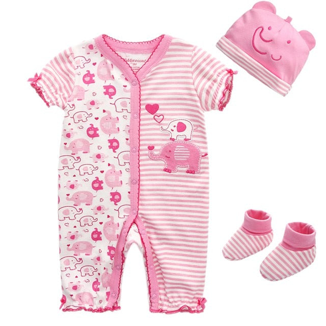 Newborn baby clothes Long Sleeve Baby Rompers One Piece o-neck baby Jumpsuit 100% Cotton baby cap and sock Baby suit - Futurmama