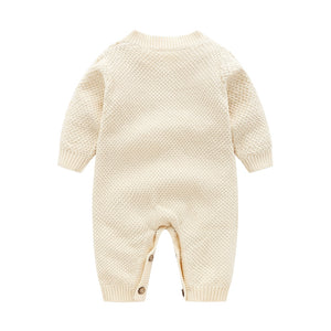 new born baby clothes,Beige Baby Knit Romper with Hat, baby onesie baby winter jumpsuit baby costume - Futurmama