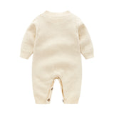 new born baby clothes,Beige Baby Knit Romper with Hat, baby onesie baby winter jumpsuit baby costume - Futurmama