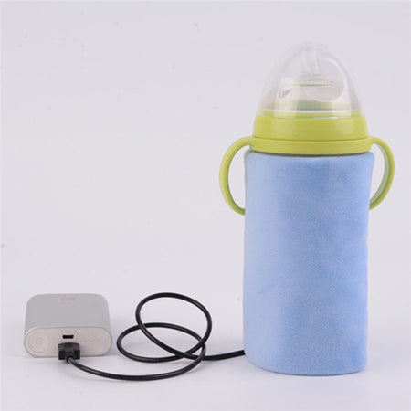USB Baby Bottle Warmer Portable Milk Travel Cup Warmer Heater Infant Feeding Bottle Bag Storage Cover Insulation Thermostat (Blue) - Futurmama