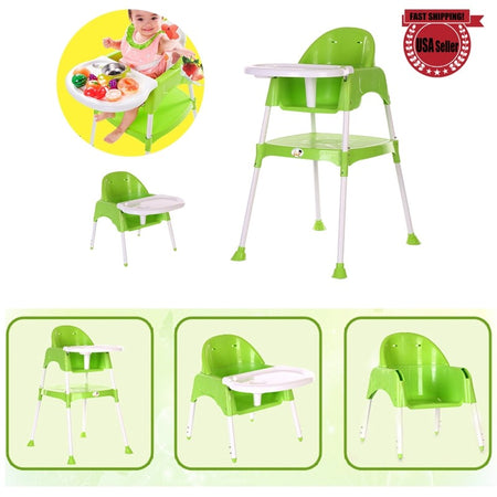 Multi Functional Baby Kids High Chair Adjustable Table Seat Toddler Feeding Highchair (Green) - Futurmama