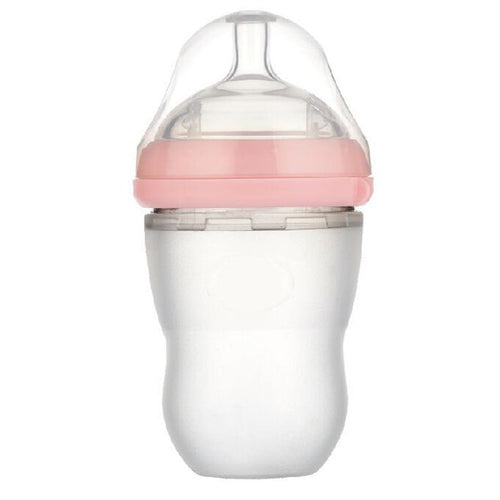 Baby Nursing Bottle Soft Hygienic Silicone Feeding Bottle 220 ML (Pink) - Futurmama
