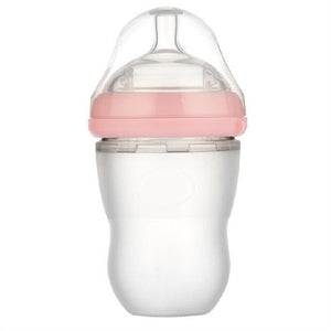Baby Nursing Bottle Soft Hygienic Silicone Feeding Bottle 220 ML (Pink) - Futurmama