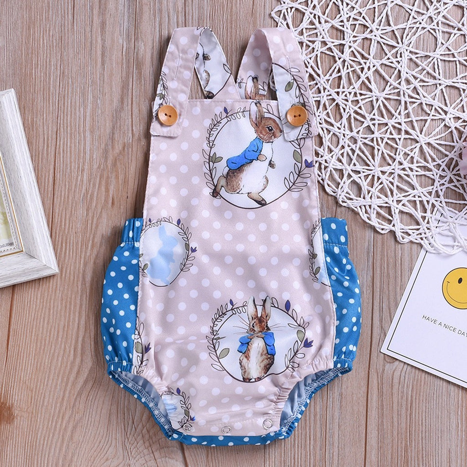 Easter Kids Baby Girl Cartoon Rabbit Print  Bodysuit Romper Sunsuit Clothes - Futurmama