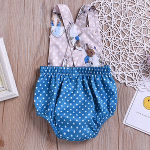 Easter Kids Baby Girl Cartoon Rabbit Print  Bodysuit Romper Sunsuit Clothes - Futurmama