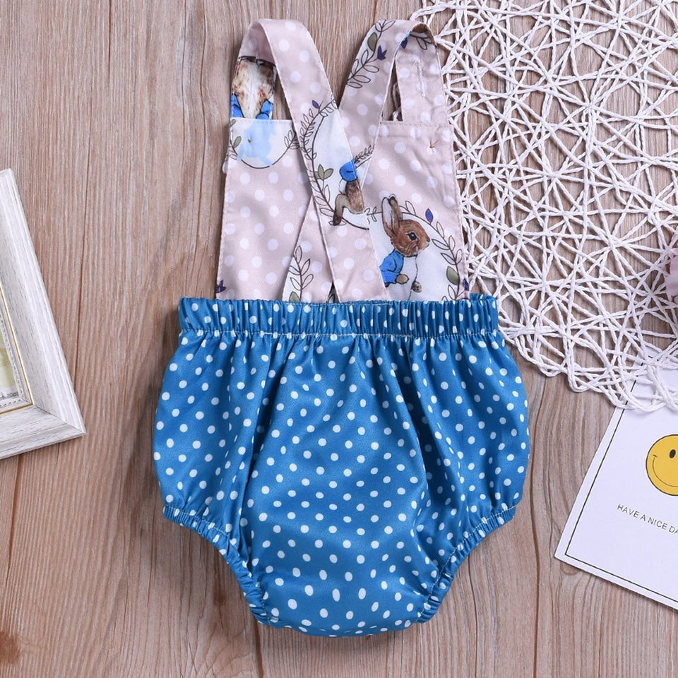 Easter Kids Baby Girl Cartoon Rabbit Print  Bodysuit Romper Sunsuit Clothes - Futurmama