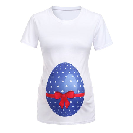 Easter Women Maternity Short Sleeve Cartoon Egg Tops T-shirt Pregnancy Clothes - Futurmama