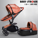 recounts baby stroller leather two-way shock absorbers baby cart  3 in 1 baby trolley baby pram baby carriage - Futurmama
