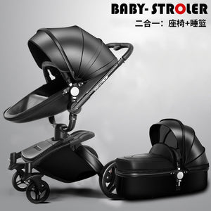 recounts baby stroller leather two-way shock absorbers baby cart  3 in 1 baby trolley baby pram baby carriage - Futurmama