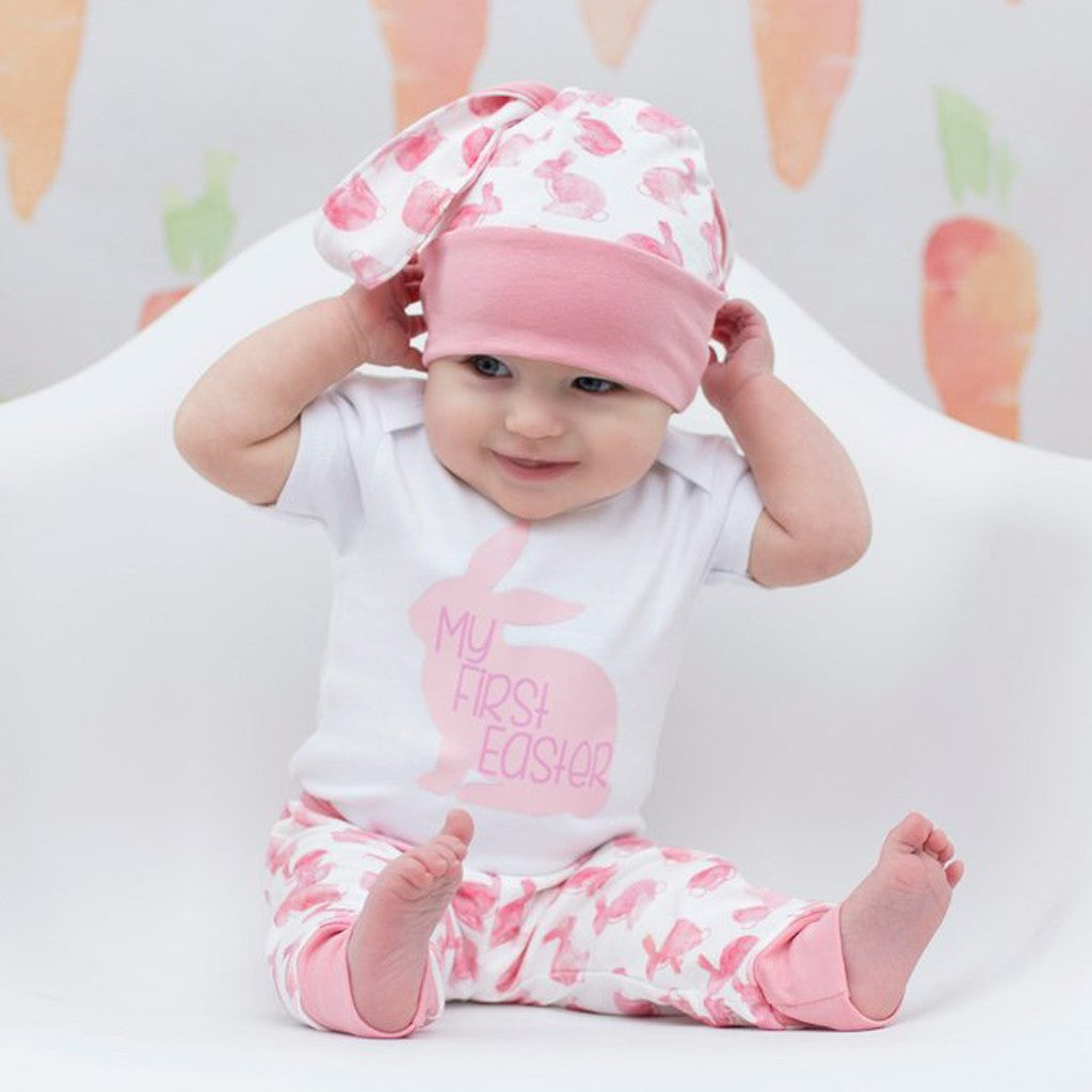 Newborn Baby Girl Boy Cartoon First Easter 3D Bunny Outfits Romper Hat Pants Set - Futurmama