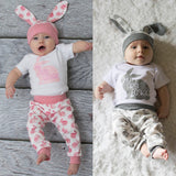 Newborn Baby Girl Boy Cartoon First Easter 3D Bunny Outfits Romper Hat Pants Set - Futurmama